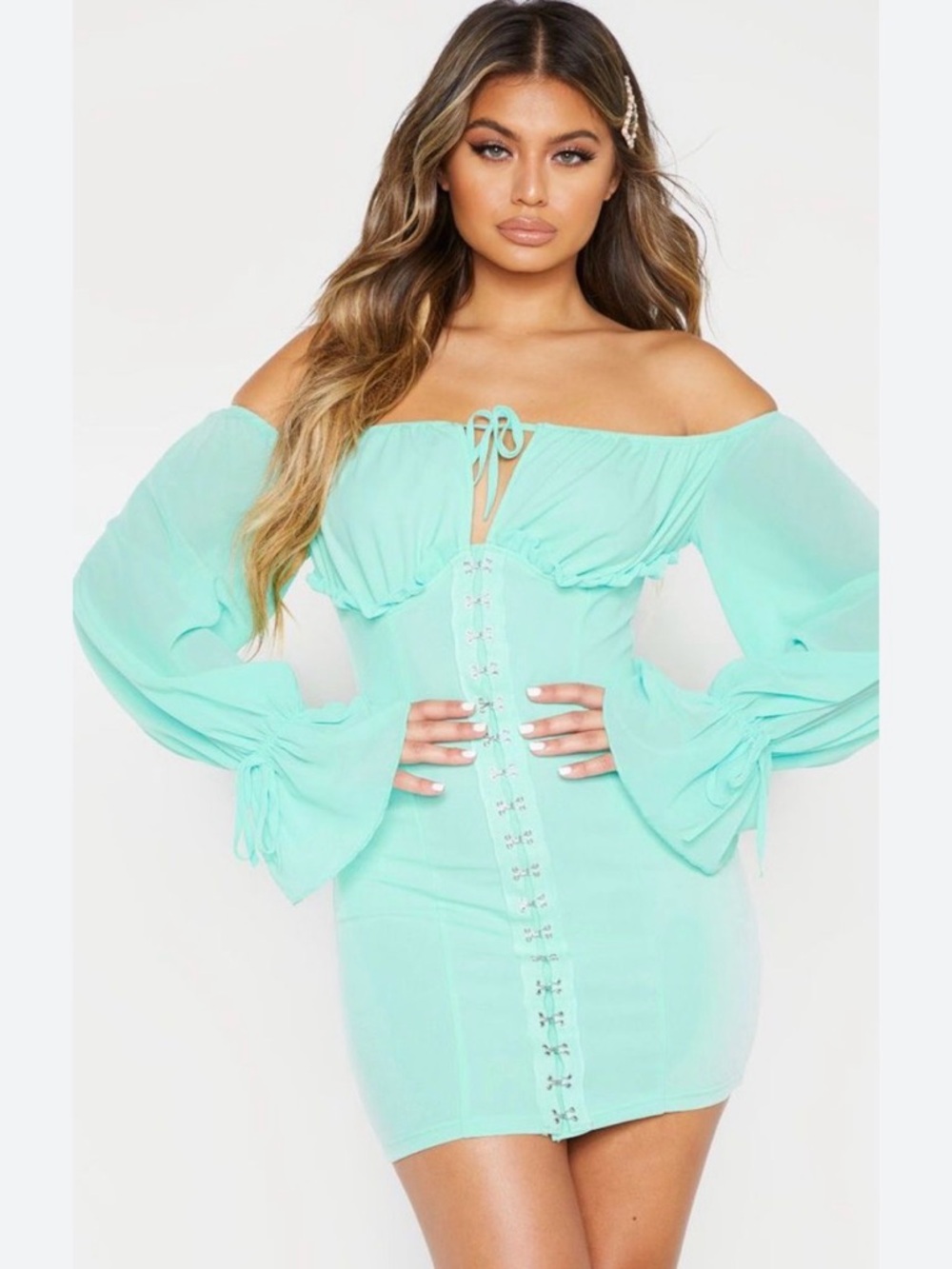 3 for $50 PrettyLittleThing Mint Green Tie-Front Top